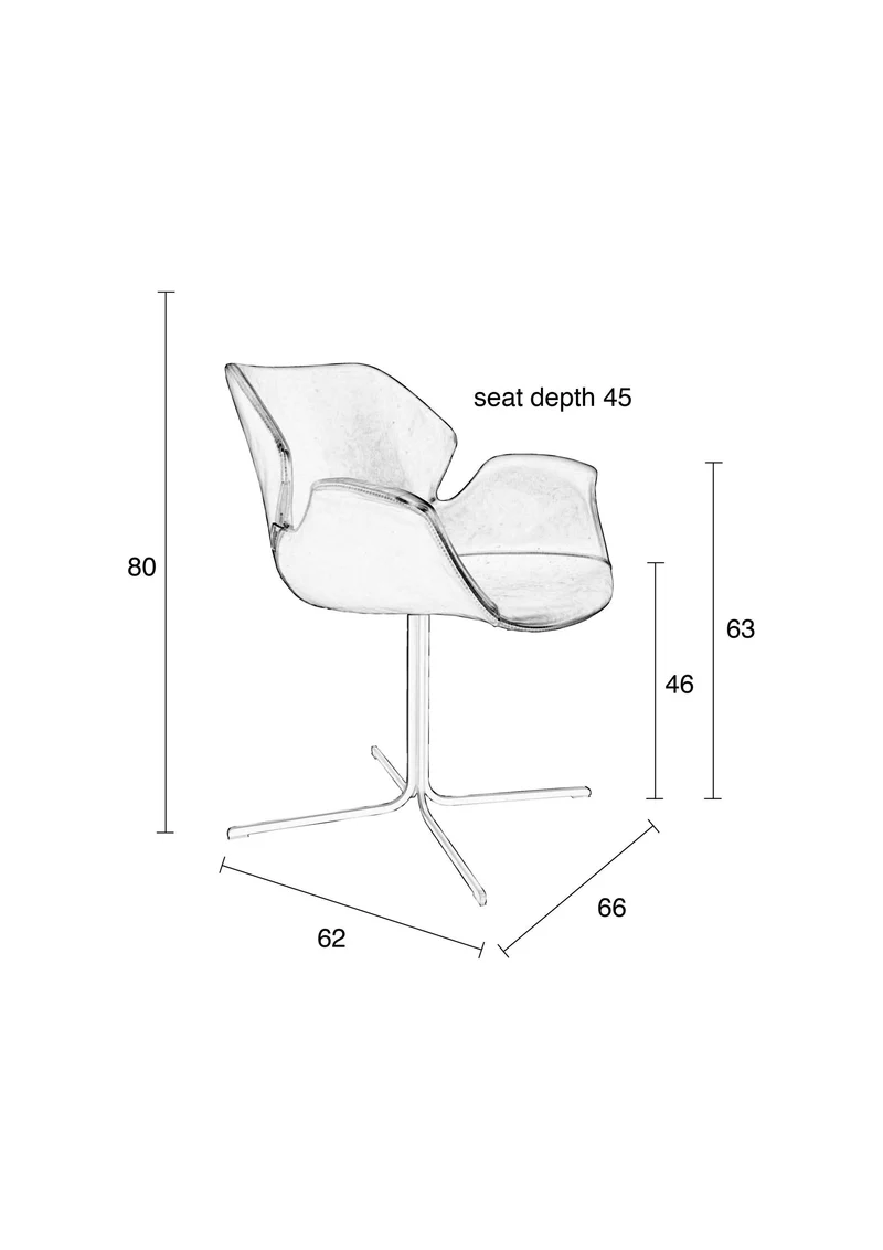 Zuiver Sessel Nikki All – Schwarz, PU-Kunstleder, 62 × 66 × 80 cm, 2er-Set