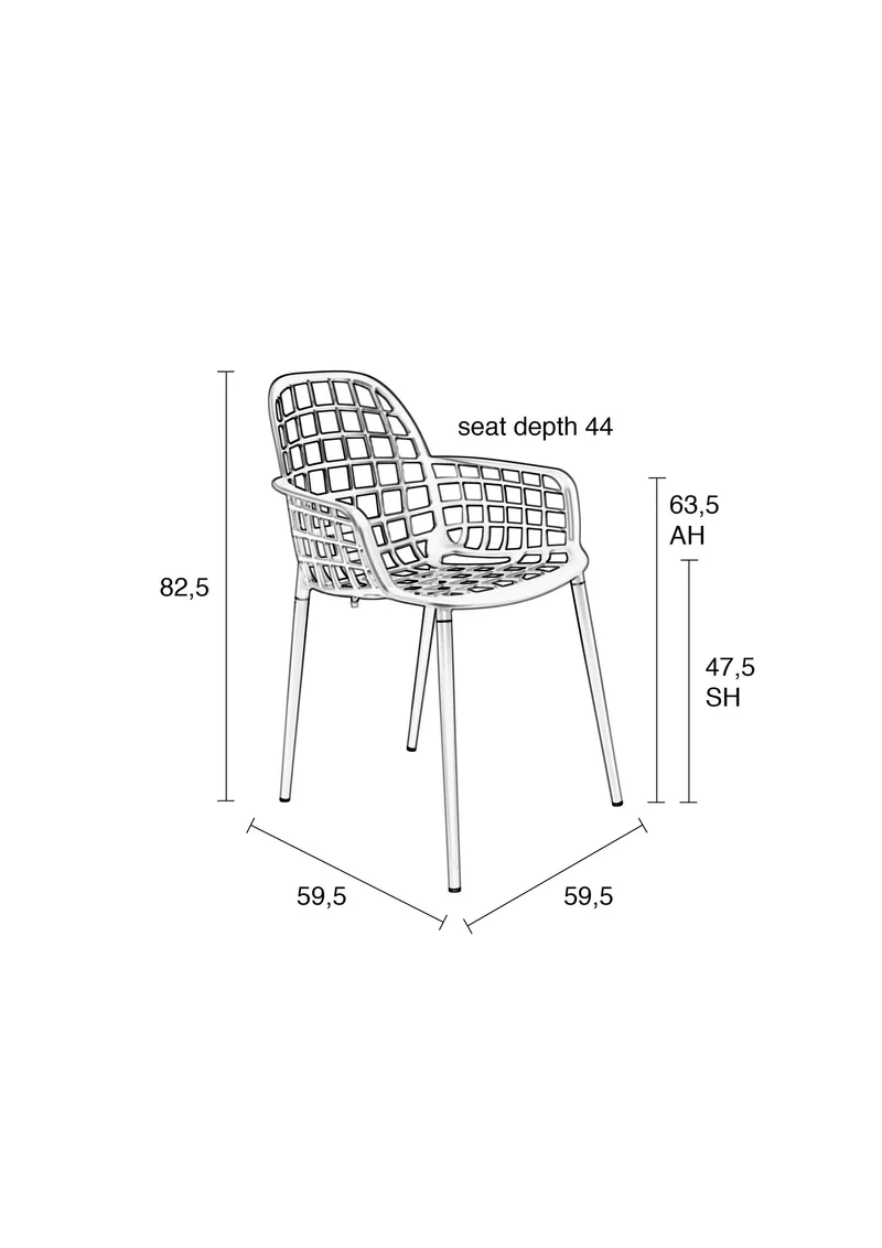 Zuiver Sessel Albert Kuip Garden – Weiß, Aluminium, 59,5 × 59,5 × 82,5 cm, 2er-Set