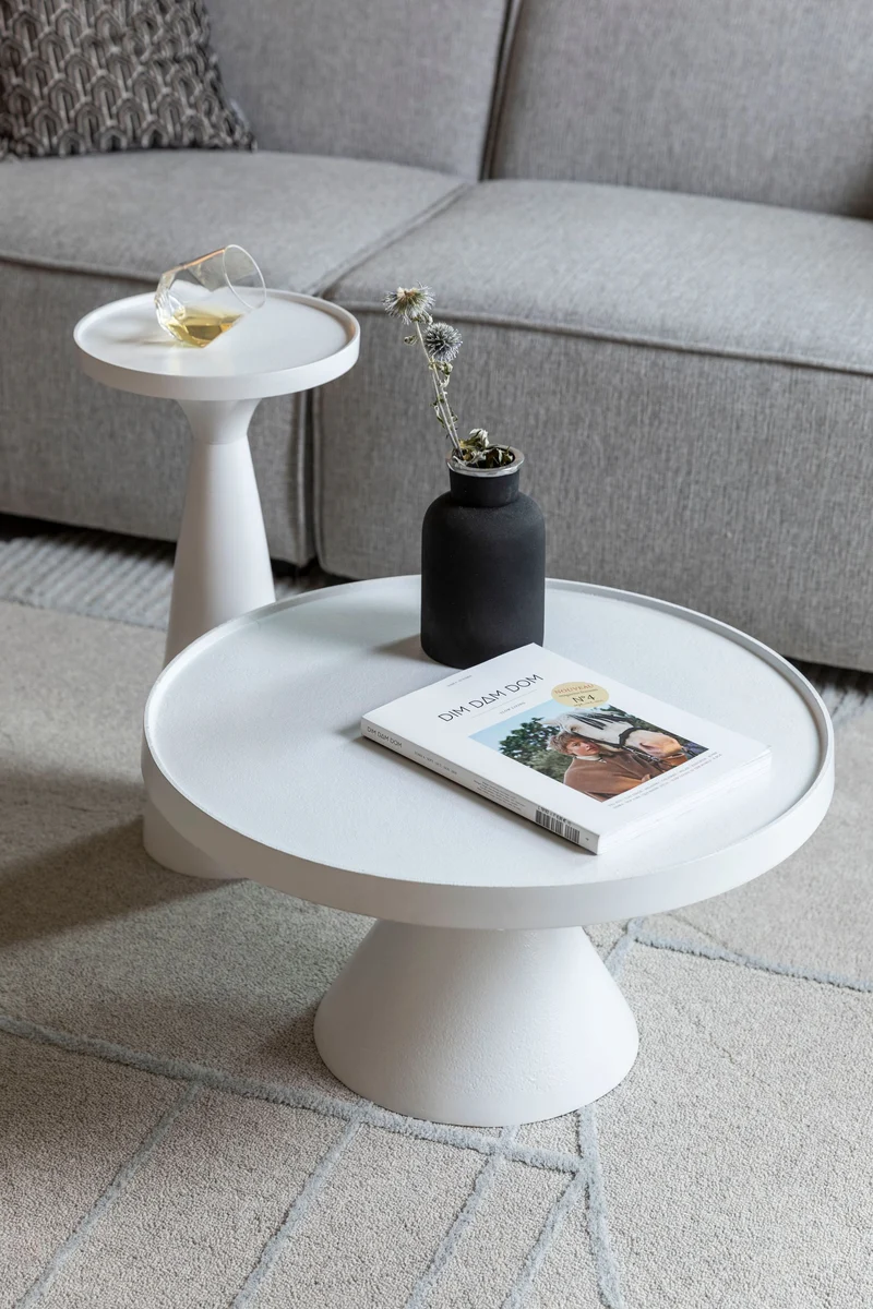 Zuiver Couchtisch Floss – Weiß, Aluminium, 60 × 60 × 33 cm