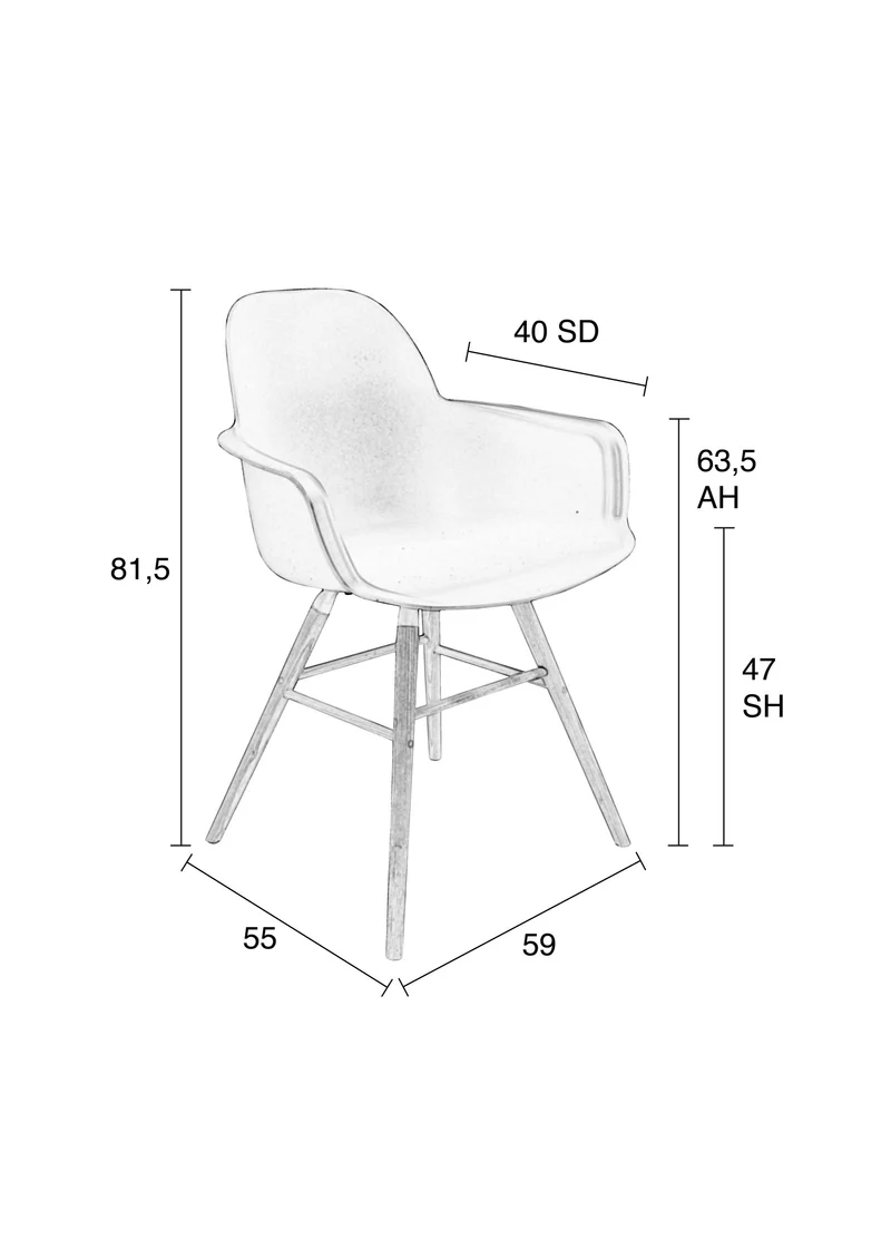Zuiver Sessel Albert Kuip All – Schwarz, Polypropylen, 55 × 59 × 81,5 cm, 2er-Set