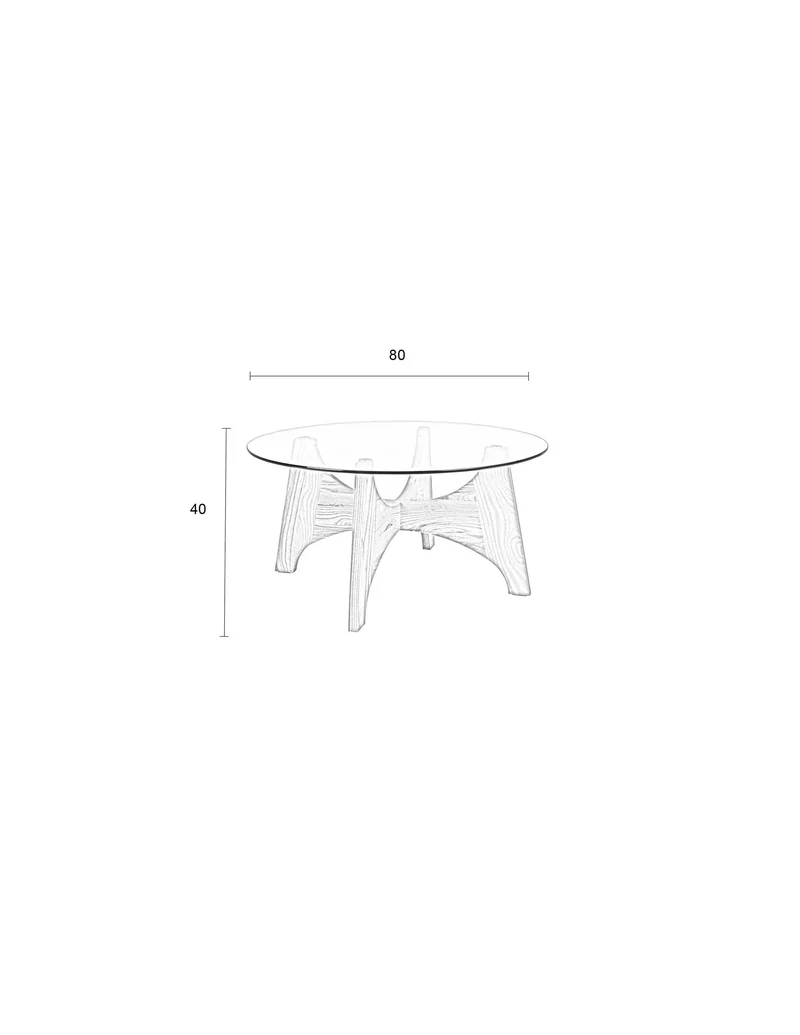 Zuiver Couchtisch Kobe – Beige, Glas, 80 × 80 × 40 cm