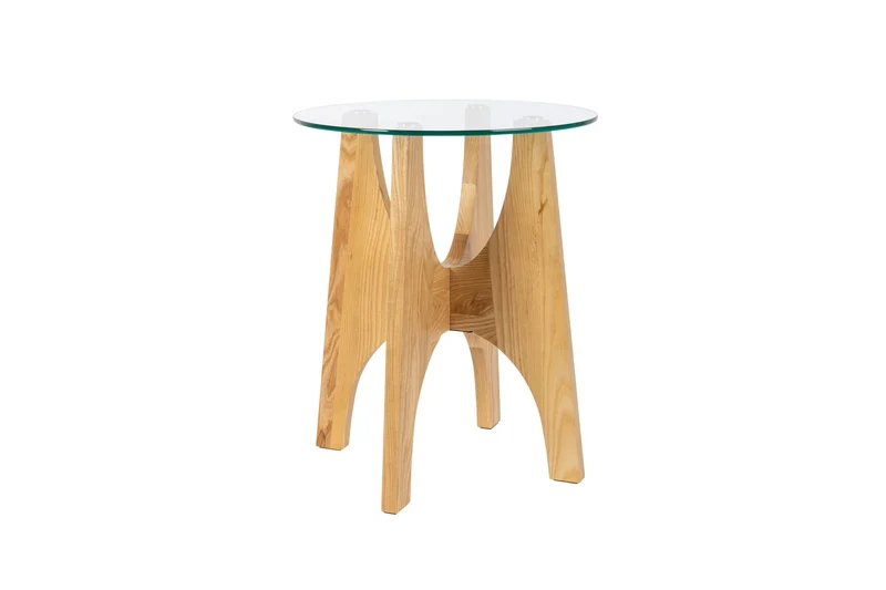 Zuiver Beistelltisch Kobe – Beige, Glas, 45 × 45 × 55 cm