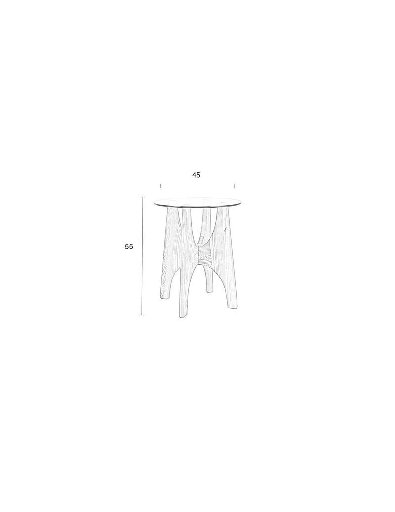Zuiver Beistelltisch Kobe – Beige, Glas, 45 × 45 × 55 cm