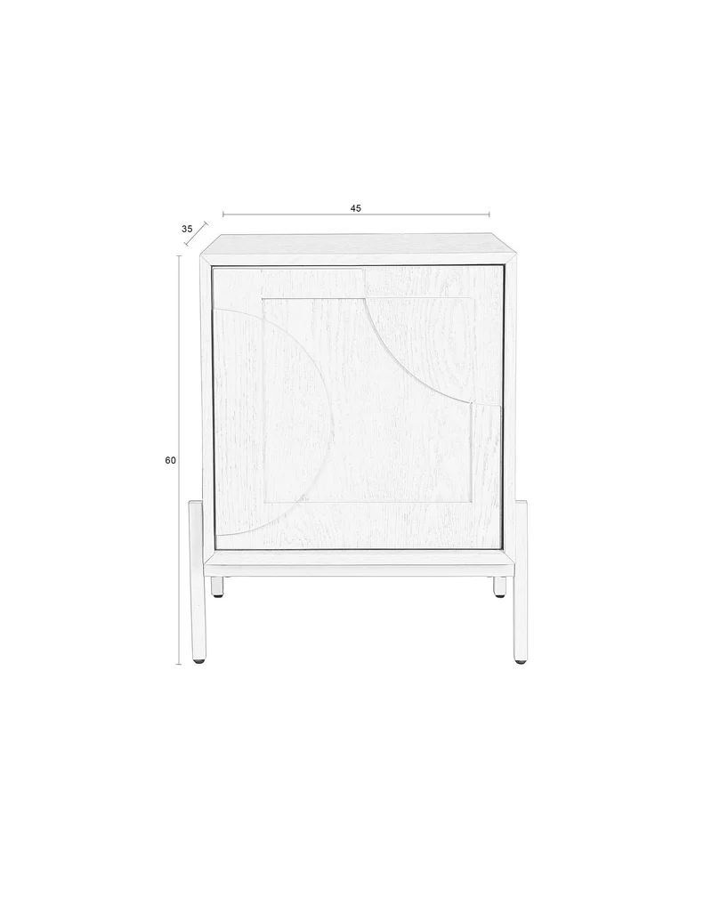 Zuiver Beistelltisch Faces – Beige, Massives Eichenholz, 45 × 35 × 60 cm