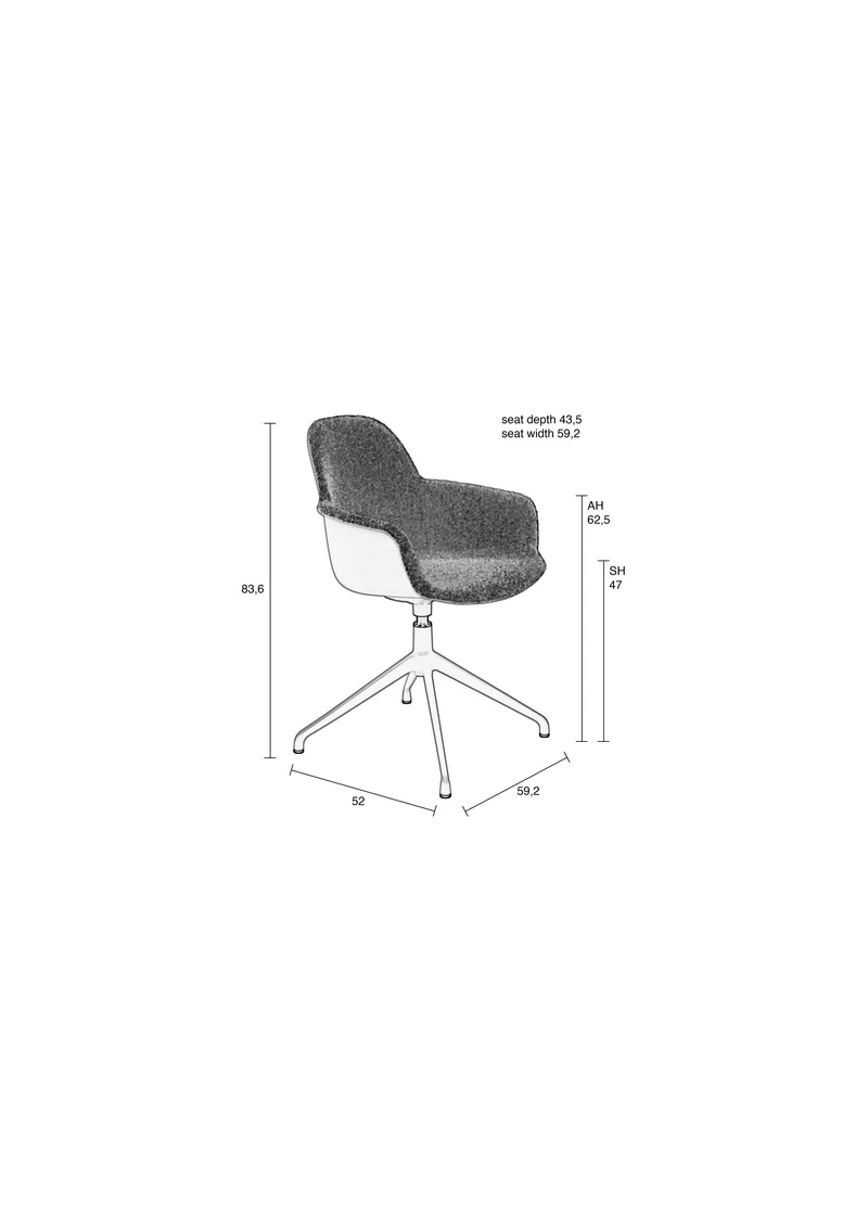 Zuiver Sessel Albert Kuip Swivel – Grün, Stoff, 52 × 59,2 × 83,6 cm, 2er-Set