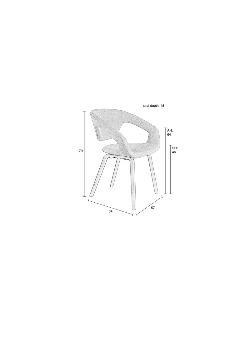 Zuiver Sessel Flexback Boucle – Beige, 57 × 64 × 79 cm, 2er-Set