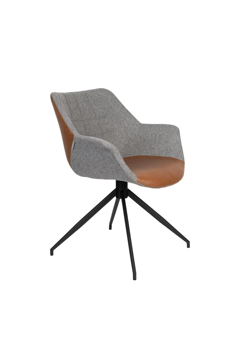Zuiver Sessel Doulton Swivel Vintage – Braun, Stoff, 61 × 67 × 80 cm, 2er-Set