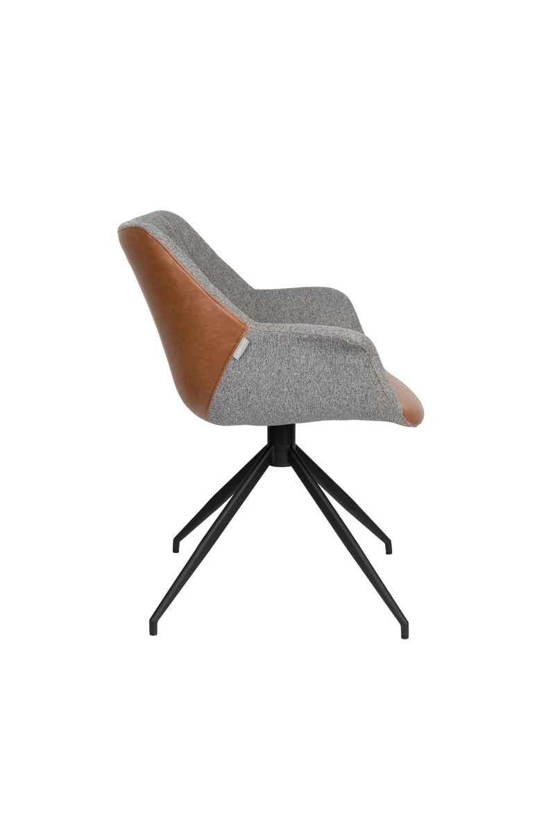 Zuiver Sessel Doulton Swivel Vintage – Braun, Stoff, 61 × 67 × 80 cm, 2er-Set