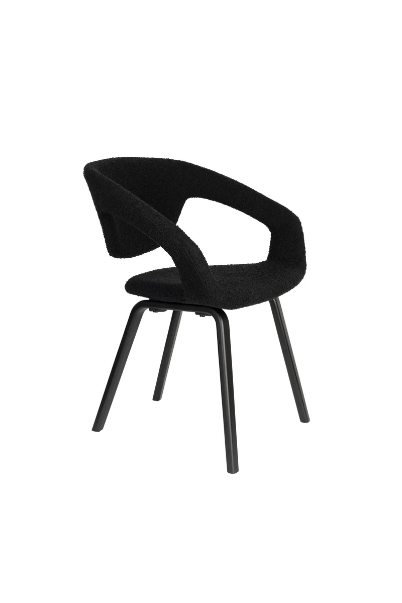 Zuiver Sessel Flexback Boucle – Schwarz, 57 × 64 × 79 cm, 2er-Set