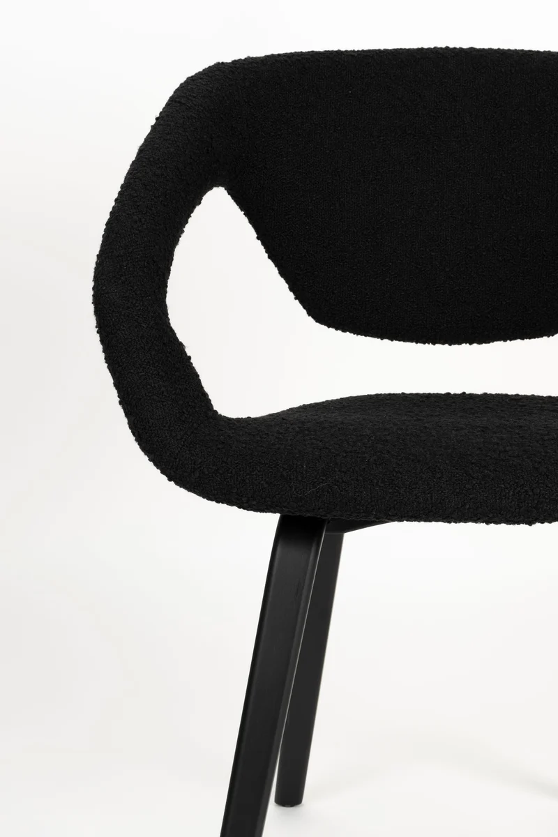 Zuiver Sessel Flexback Boucle – Schwarz, 57 × 64 × 79 cm, 2er-Set
