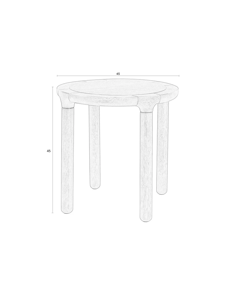 Zuiver Beistelltisch Storm – Schwarz, Gummibaumholz, 45 × 45 × 45 cm