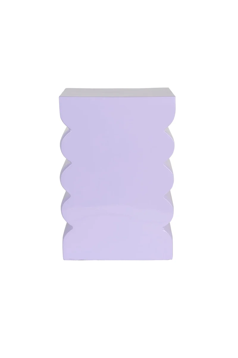 Zuiver Hocker Curves Shiny Lilac – Aluminium, 30 × 21 × 45 cm