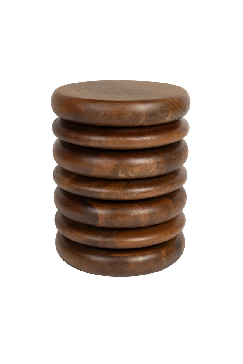 Zuiver Hocker Disc – Braun, Mangoholz, 35 × 35 × 45 cm