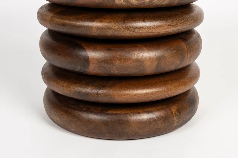 Zuiver Hocker Disc – Braun, Mangoholz, 35 × 35 × 45 cm
