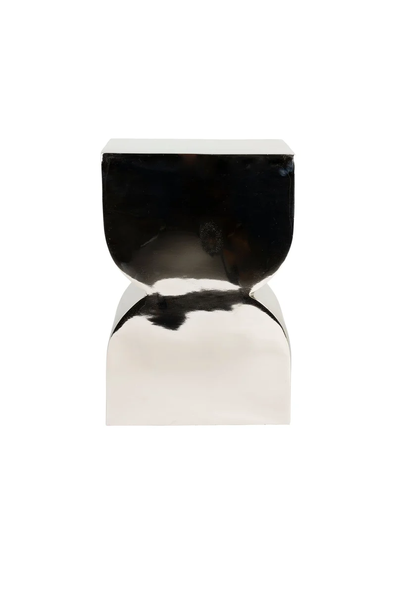 Zuiver Hocker Cones Shiny – Silber, Aluminium, 30 × 21 × 45 cm