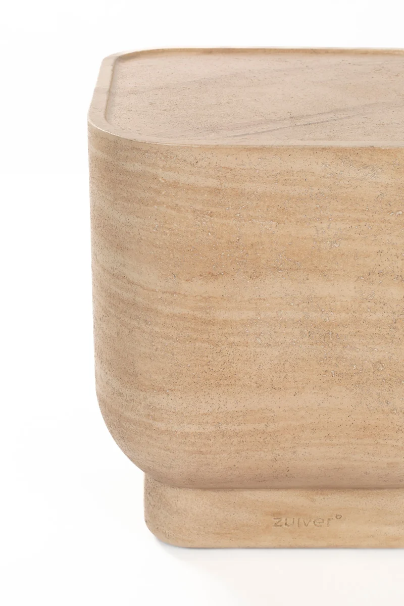 Zuiver Beistelltisch Noble Square – Beige, Beton, 45 × 45 × 47 cm