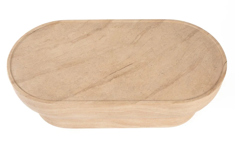 Zuiver Couchtisch Noble Oval – Beige, Beton, 100 × 50 × 35 cm