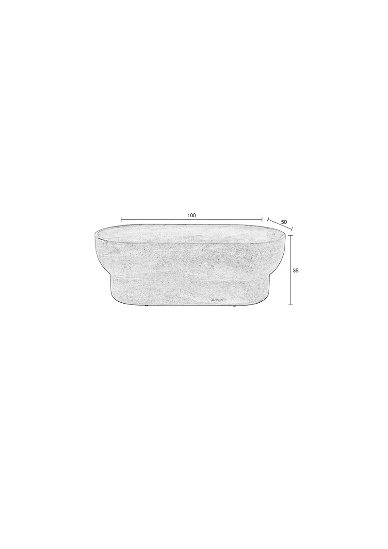 Zuiver Couchtisch Noble Oval – Beige, Beton, 100 × 50 × 35 cm