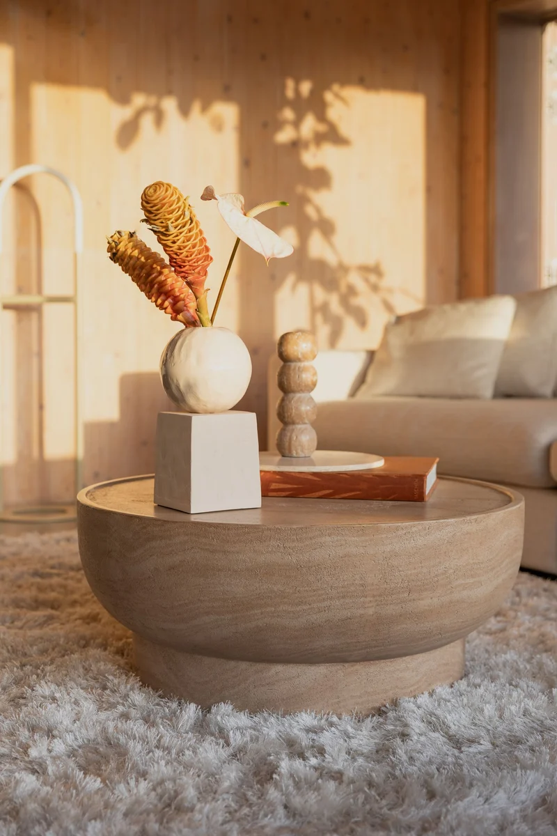 Zuiver Couchtisch Noble Round – Beige, Beton, 80 × 80 × 35 cm