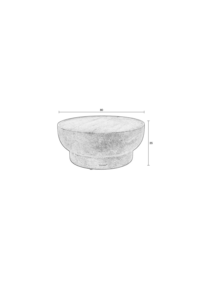 Zuiver Couchtisch Noble Round – Beige, Beton, 80 × 80 × 35 cm