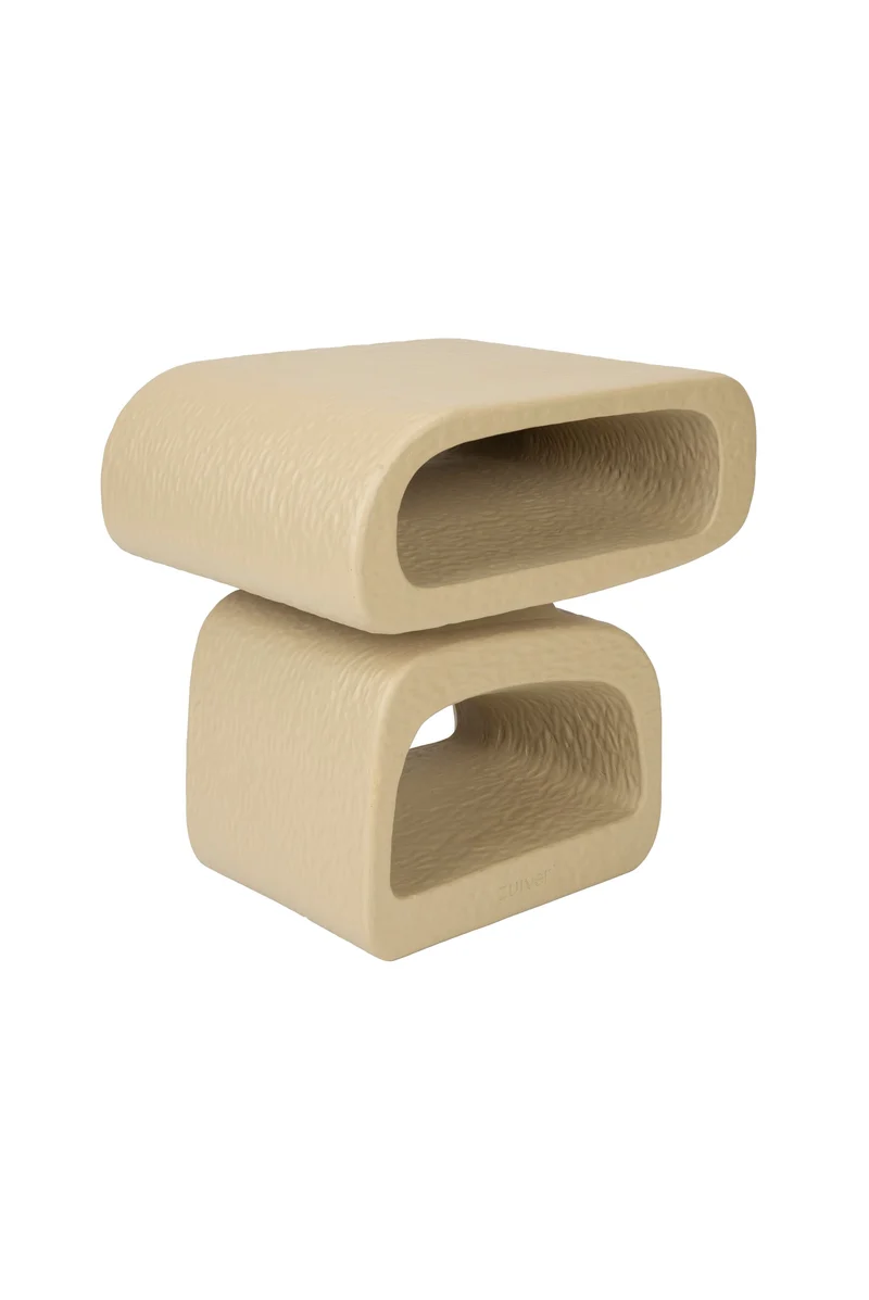 Zuiver Beistelltisch Eddy – Beige, Kunstharz, 43 × 35 × 44 cm