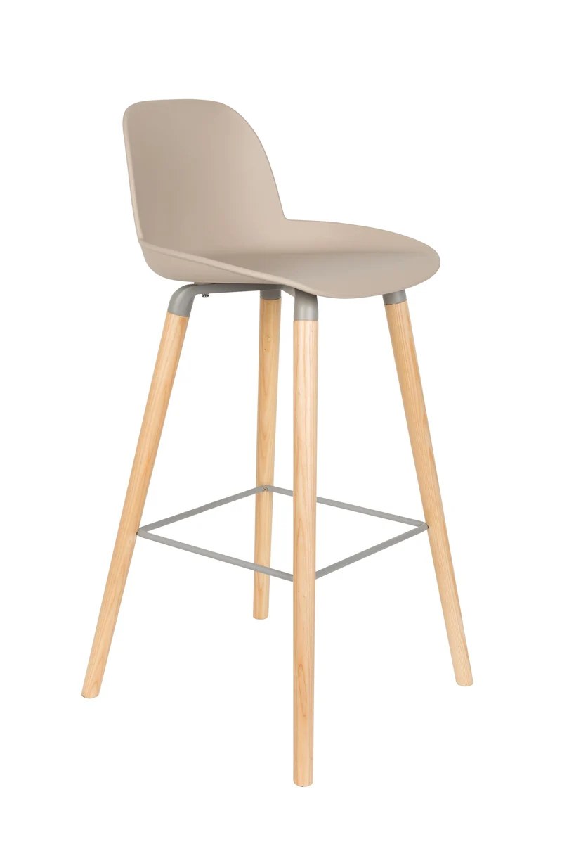 Zuiver Barhocker Albert Kuip – Taupe, Polypropylen, 47,5 × 47 × 98,5 cm, 2er-Set
