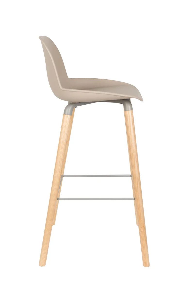 Zuiver Barhocker Albert Kuip – Taupe, Polypropylen, 47,5 × 47 × 98,5 cm, 2er-Set