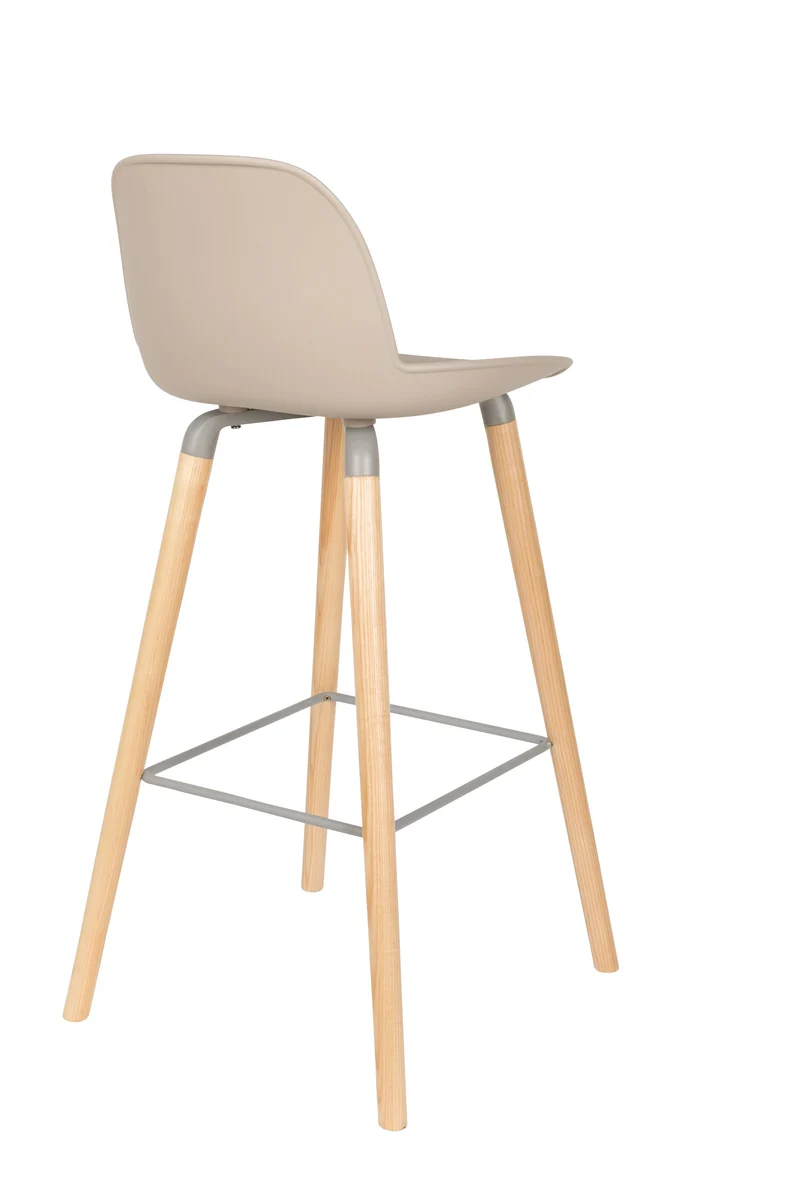 Zuiver Barhocker Albert Kuip – Taupe, Polypropylen, 47,5 × 47 × 98,5 cm, 2er-Set