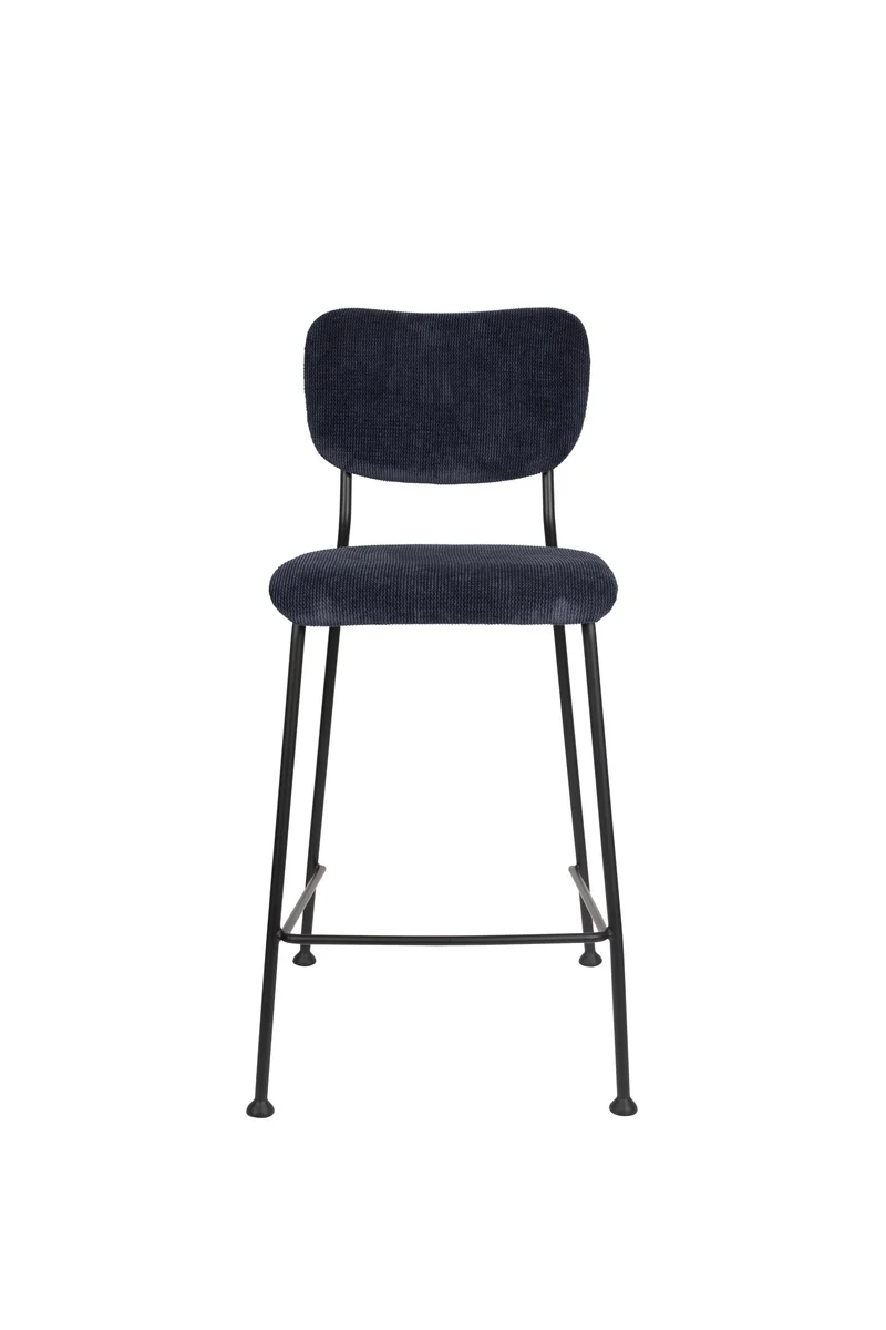 Zuiver Tresenhocker Benson – Dunkelblau, Stoff, 53,5 × 46 × 92 cm, 2er-Set