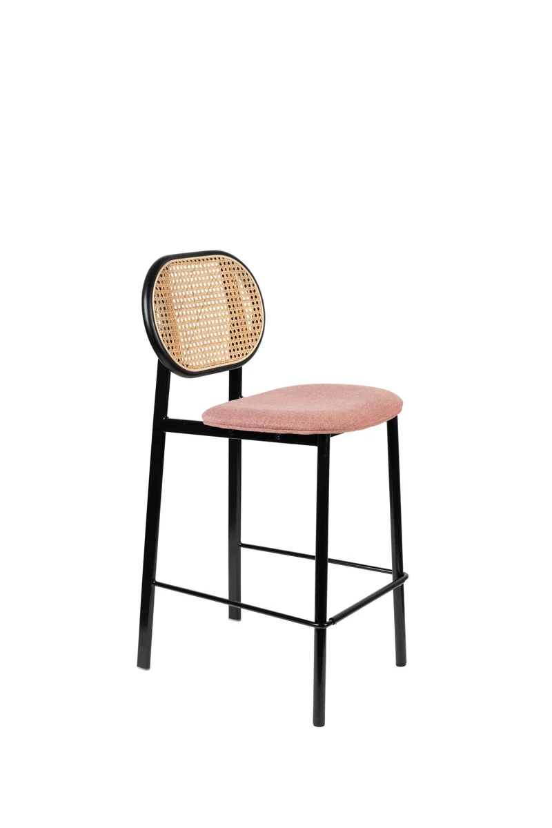 Zuiver Tresenhocker Spike Natural – Pink, Stoff, 53 × 42,5 × 94 cm