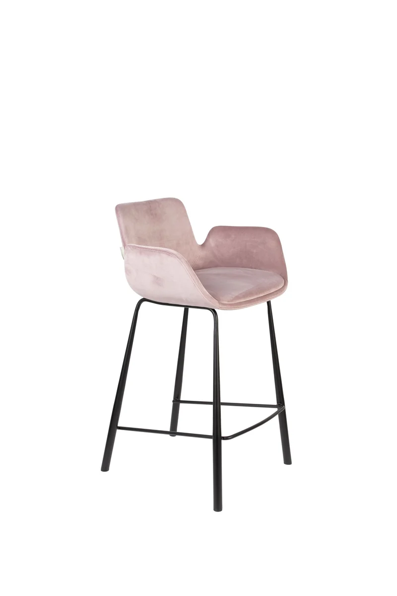Zuiver Tresenhocker Brit – Pink, Polyester, 54 × 57 × 91,5 cm, 2er-Set