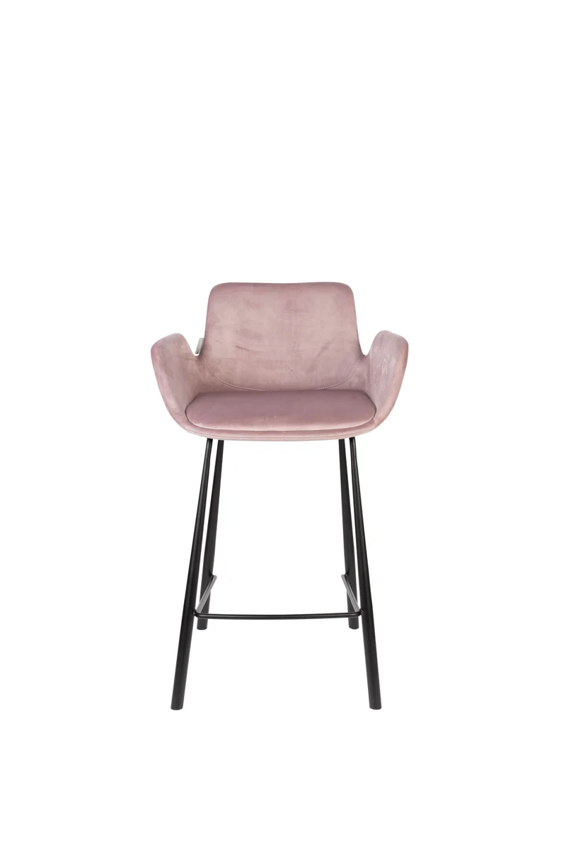 Zuiver Tresenhocker Brit – Pink, Polyester, 54 × 57 × 91,5 cm, 2er-Set