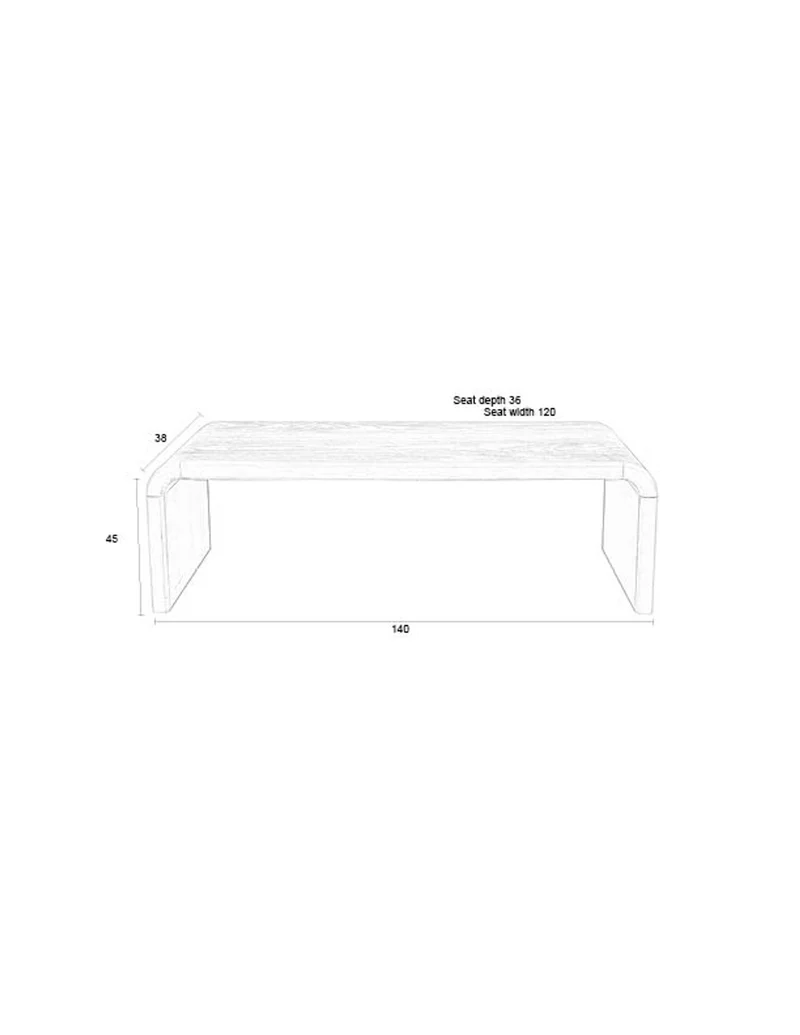 Zuiver Bank Brave – Braun, Massives Eichenholz, 38 × 140 × 45 cm