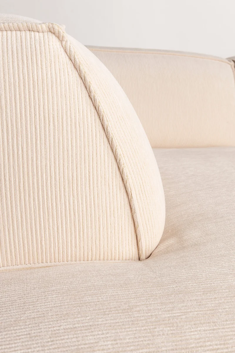 Zuiver Sofa Fat Freddy Rib Left – Natur, Stoff, 188 × 308 × 72 cm