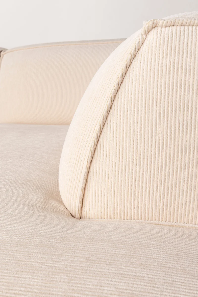 Zuiver Sofa Fat Freddy Rib Right – Natur, Stoff, 188 × 308 × 72 cm