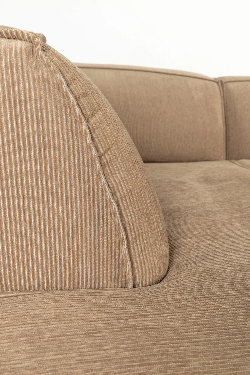 Zuiver Sofa Fat Freddy Rib Left Caramel – Braun, Stoff, 188 × 308 × 72 cm