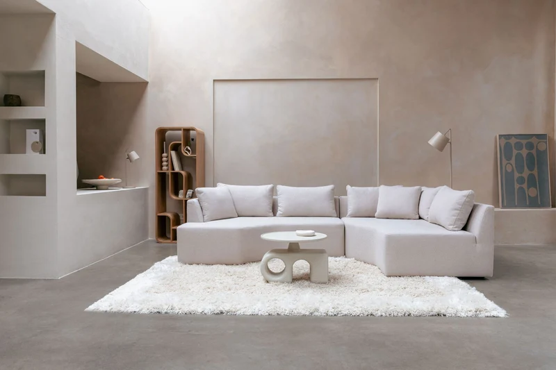 Zuiver Sofa Prosper Right – Sand, Polyester, 126 × 301 × 79 cm