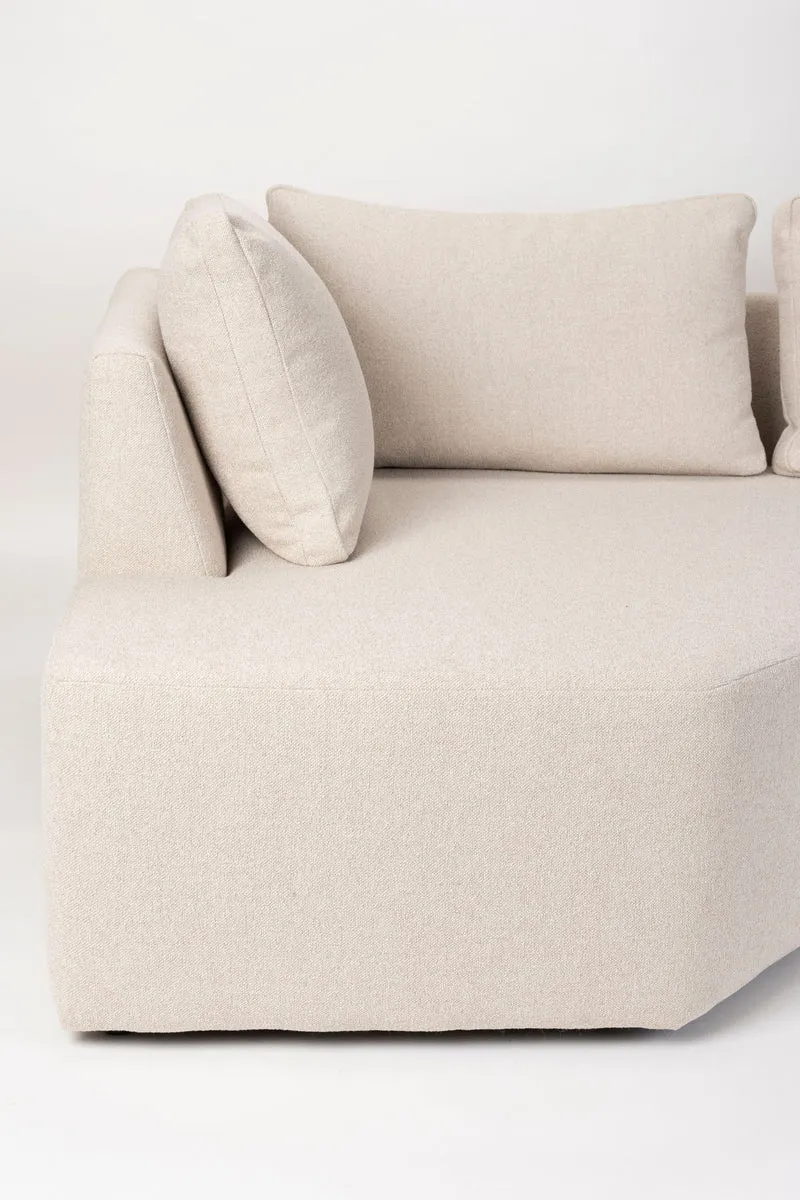 Zuiver Sofa Prosper Right – Sand, Polyester, 126 × 301 × 79 cm