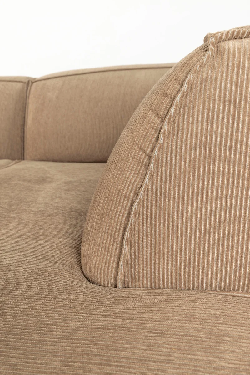 Zuiver Sofa Fat Freddy Rib Right Caramel – Braun, Stoff, 188 × 308 × 72 cm