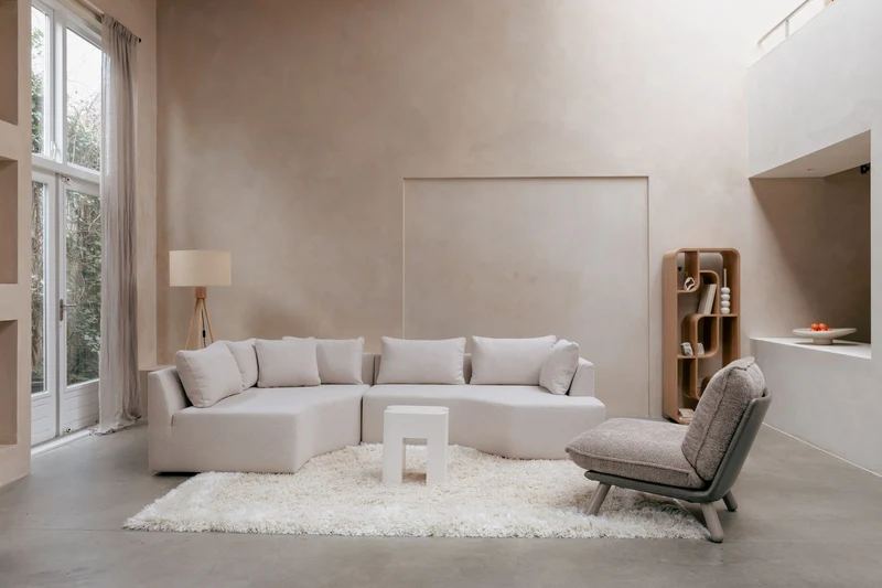 Zuiver Sofa Prosper Left – Sand, Polyester, 126 × 301 × 79 cm