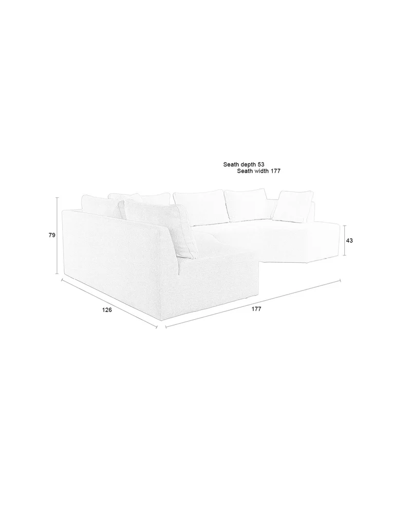 Zuiver Sofa Prosper Left – Sand, Polyester, 126 × 301 × 79 cm