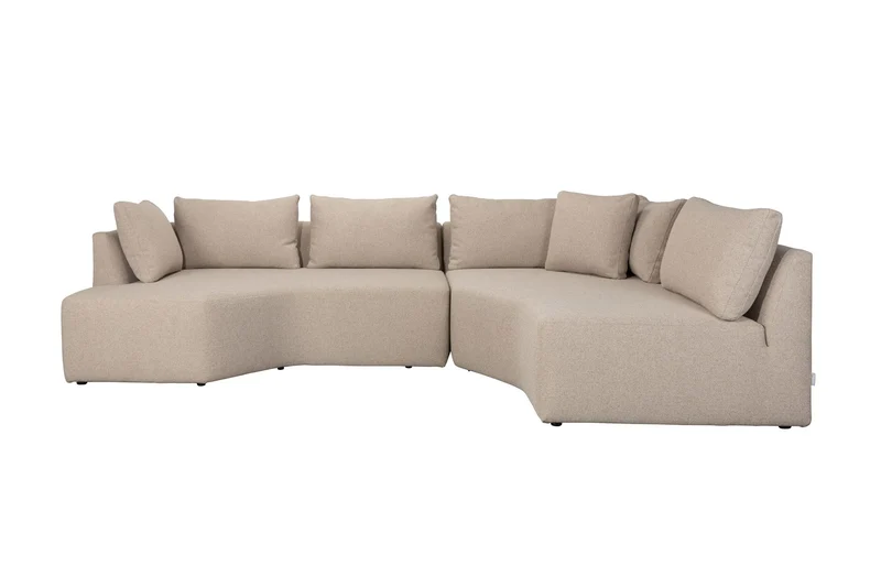 Zuiver Sofa Prosper Right – Cappuccino, Polyester, 126 × 301 × 79 cm