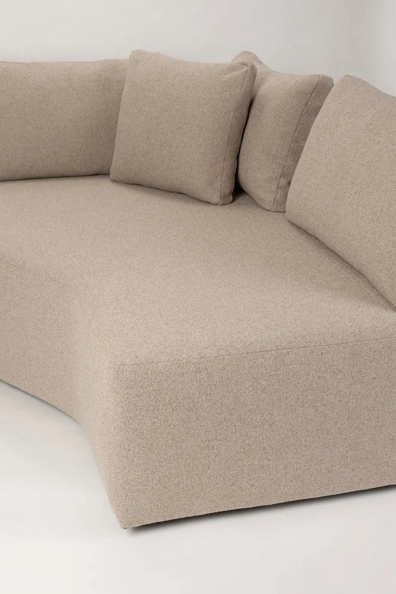 Zuiver Sofa Prosper Right – Cappuccino, Polyester, 126 × 301 × 79 cm