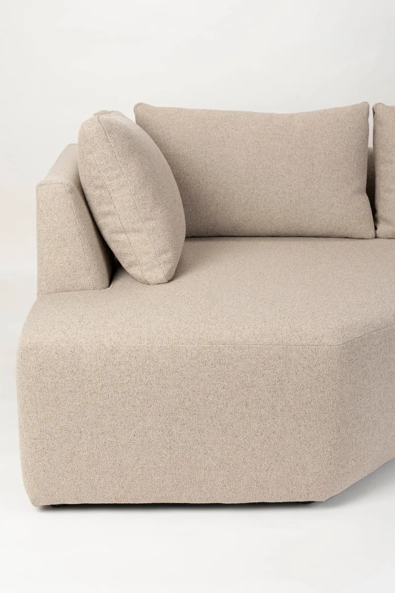 Zuiver Sofa Prosper Right – Cappuccino, Polyester, 126 × 301 × 79 cm