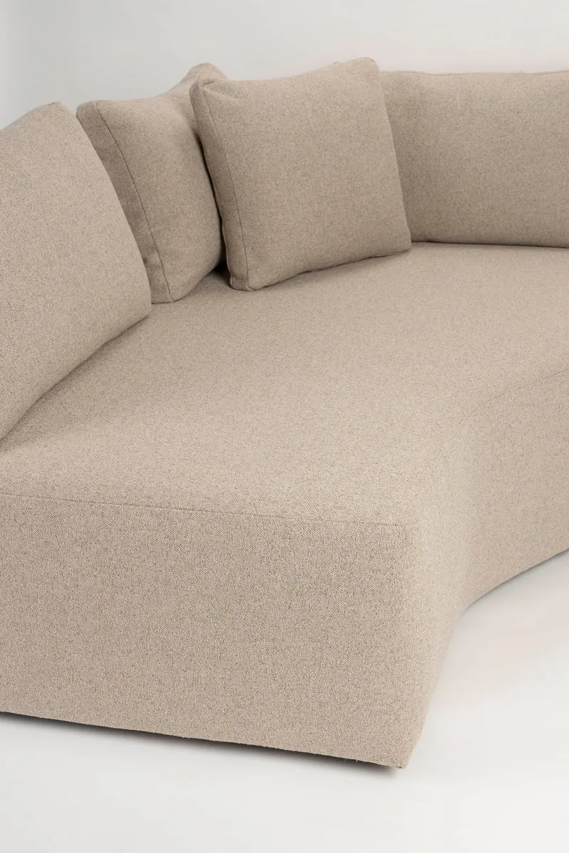 Zuiver Sofa Prosper Left – Cappuccino, Polyester, 126 × 301 × 79 cm