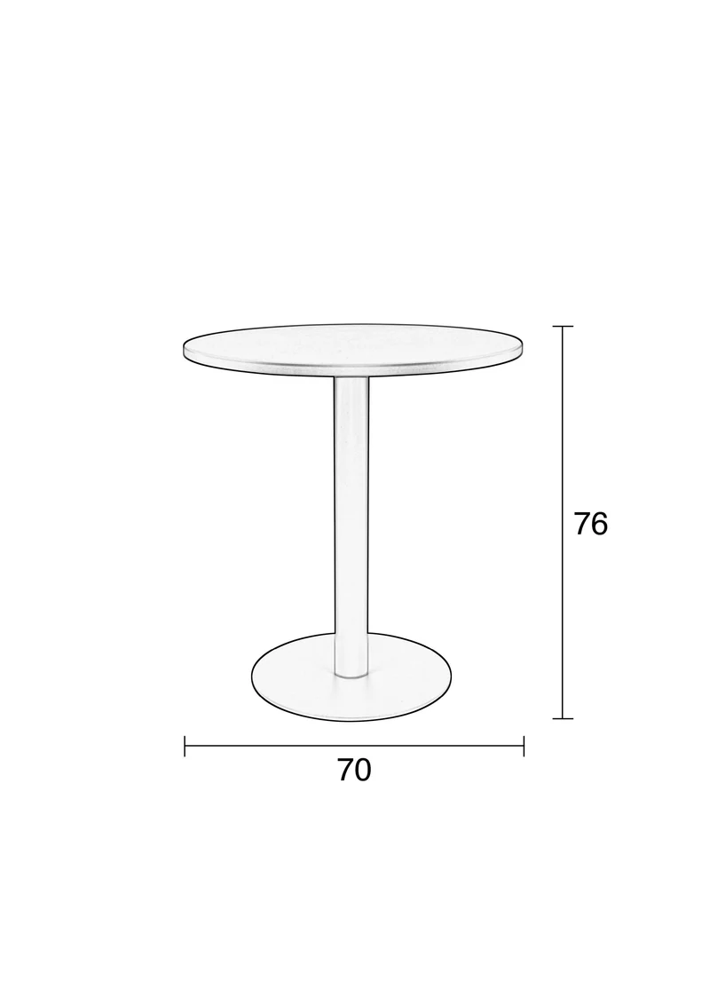 Zuiver Bistrotisch Metsu – Schwarz, Stahl, 70 × 70 × 76 cm