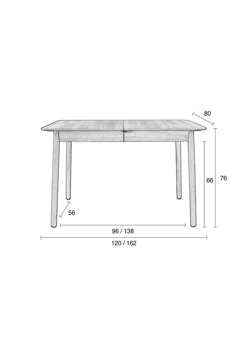 Zuiver Esstisch Glimps 120 162 × 80 – Nussbaum, Holz