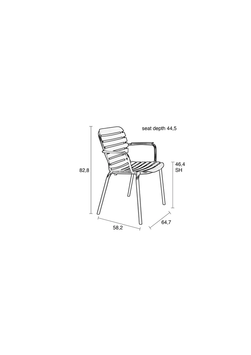 Zuiver Sessel Garden Vondel – Schwarz, Aluminium, 58,2 × 64,7 × 82,8 cm, 2er-Set
