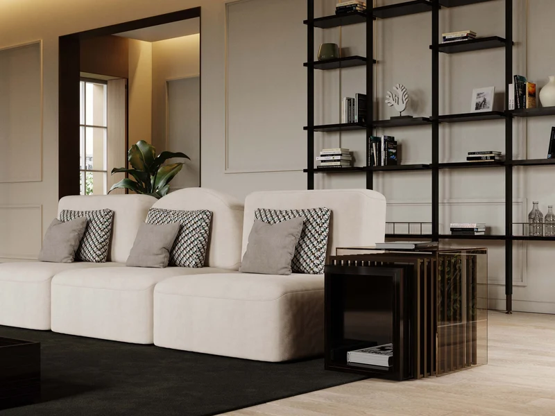 Stylish Club End Module Sofa Her with Metal 1 Seat - Square Back Sofa