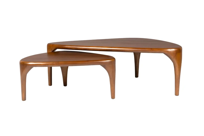 Zuiver Couchtisch Isla Set of 2 – Nussbaum, Gummibaumholz, 110 × 60 × 36 cm